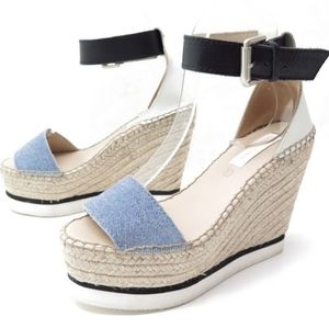 See By Chloe Espadrilles Glyn Wedge Denim Leather